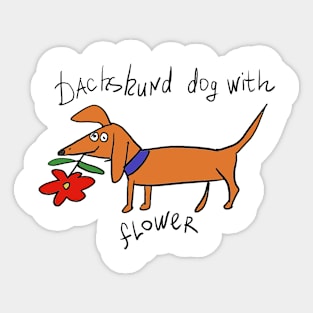 Dachshund dog with flower Sticker